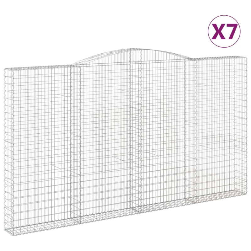 vidaXL arkveida gabiona grozi, 7 gb., 400x30x220-240cm, cinkota dzelzs