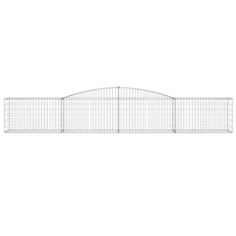 vidaXL arkveida gabiona grozi, 9 gb., 400x50x60-80cm, cinkota dzelzs