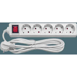 Pagarinātājs 5-vietīgs 5m a-z un slēdzi pievadvads 3Gx1.0mm