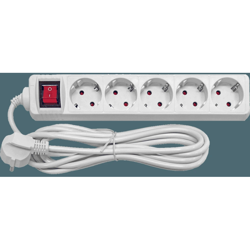 Pagarinātājs 5-vietīgs 5m a-z un slēdzi pievadvads 3Gx1.0mm