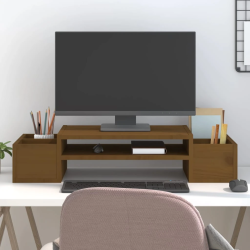 vidaXL monitora paliktnis, medus brūns, 70x27,5x15 cm, priedes koks