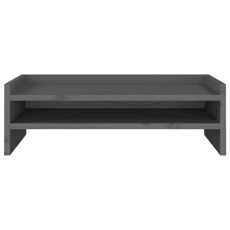 vidaXL monitora paliktnis, pelēks, 50x24x16 cm, priedes masīvkoks