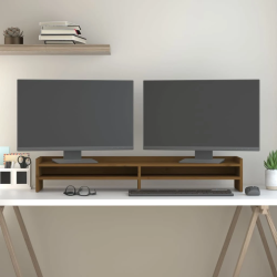 vidaXL monitora paliktnis, medus brūns, 100x24x16cm, priedes masīvkoks