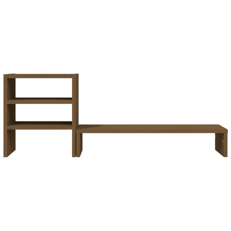 vidaXL monitora paliktnis, medus brūns, 81x20x30 cm, priedes masīvkoks