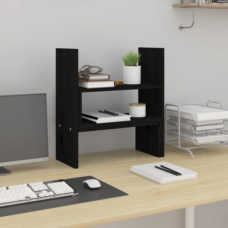 vidaXL monitora paliktnis, melns, ,39-72,x17x43 cm, priedes masīvkoks