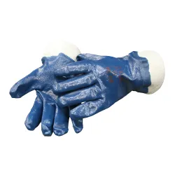 Текстильные перчатки с синим нитриловым покрытием, усиленные манжеты, размер 10