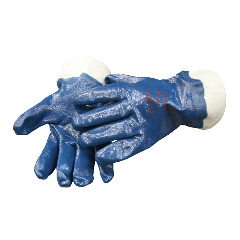 Cimdi tekstila ar zilu nitrila pārklājumu pastipr.manž.10.izm.