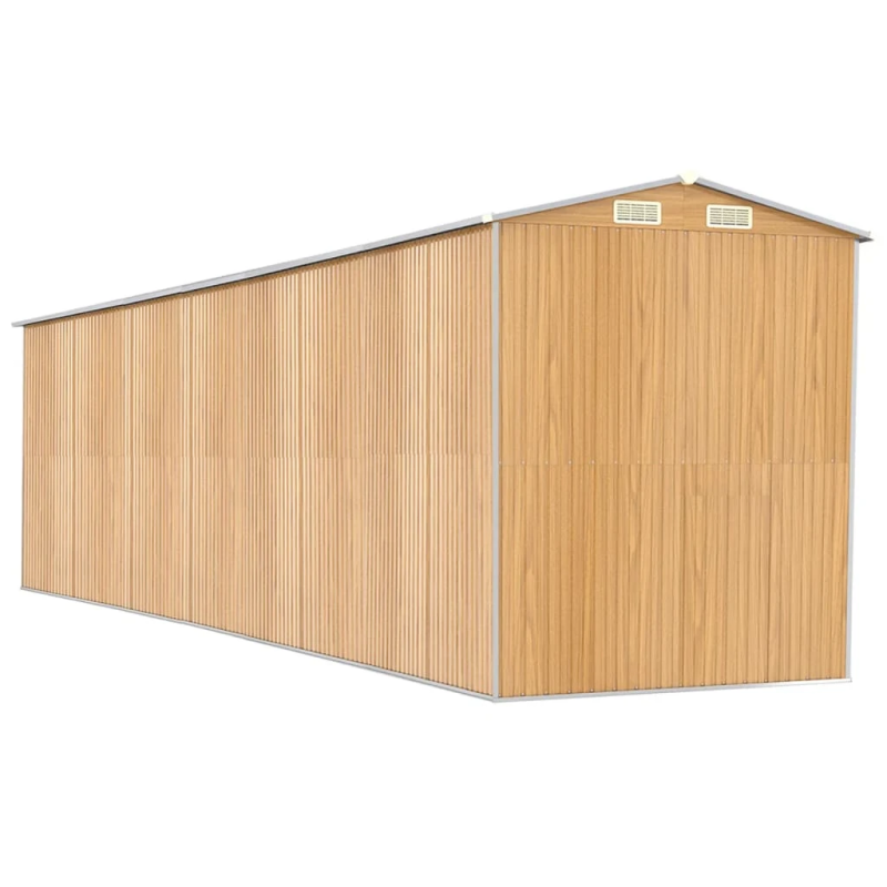 vidaXL dārza šķūnis, gaiši brūns, 192x772x223 cm, cinkots tērauds