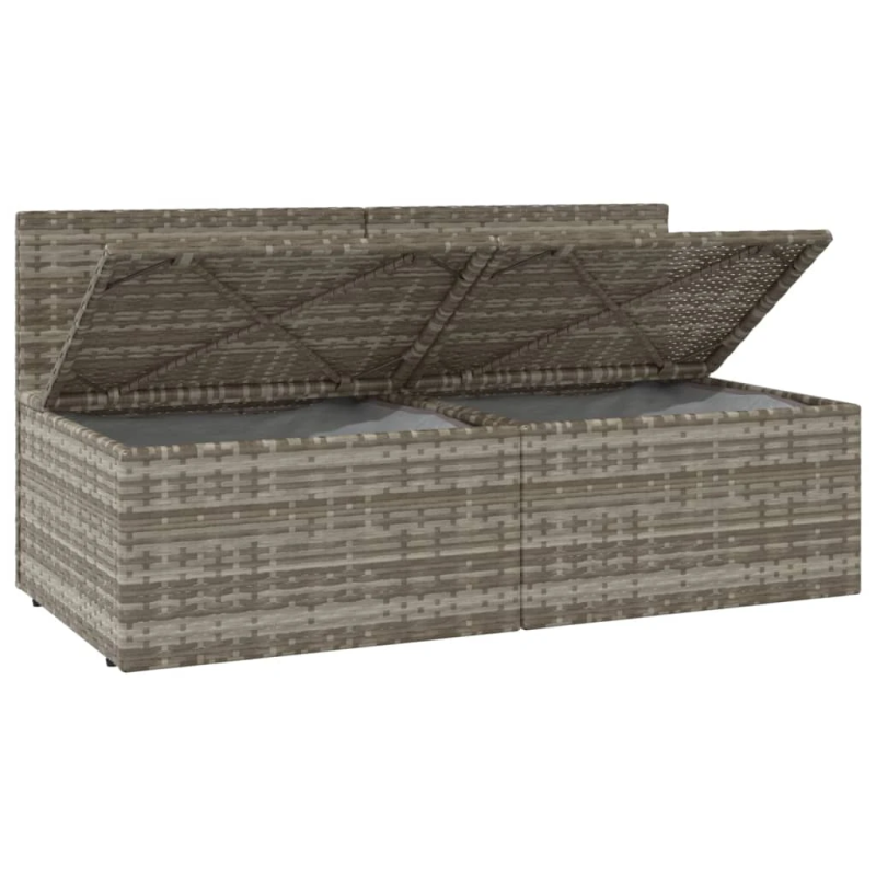 vidaXL divvietīgs dārza dīvāns ar matračiem, pelēka PE rotangpalma