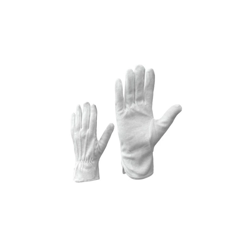 Cimdi tekstila ar PVC mikropunktējum, balti 7.izm