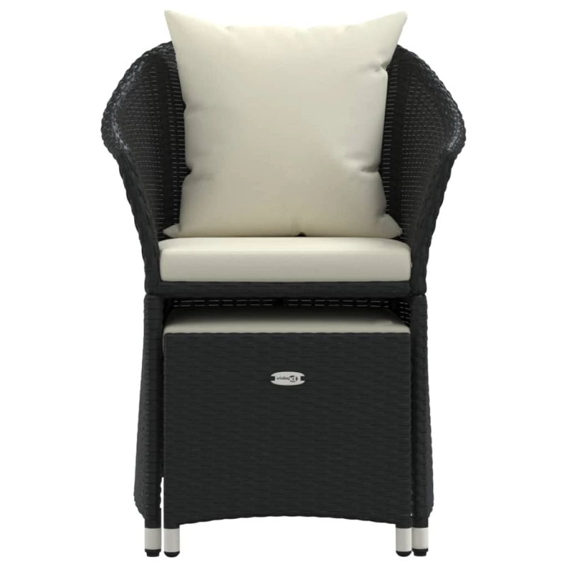 vidaXL 2-daļīgs dārza atpūtas mēbeļu komplekts ar matračiem, PE, melns