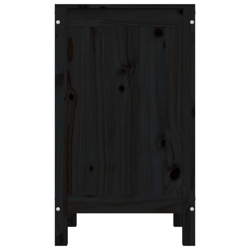 vidaXL veļas kaste, melna, 44x44x76 cm, priedes masīvkoks