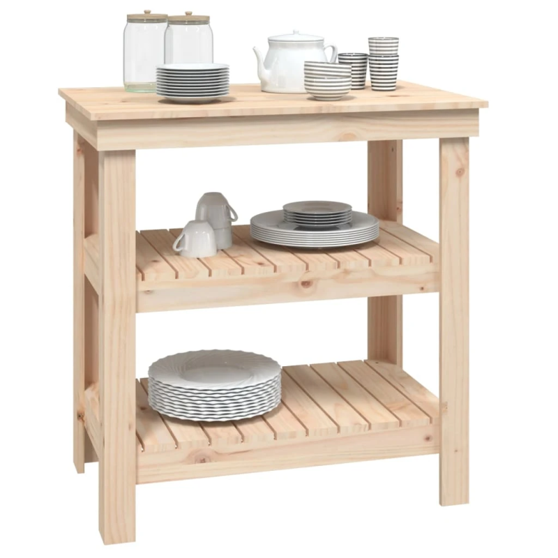 vidaXL darbagalds, 75,5x50x80 cm, priedes masīvkoks