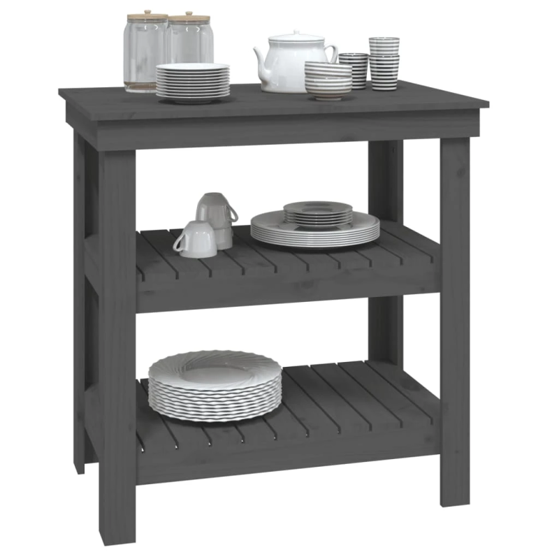 vidaXL darbagalds, pelēks, 78,5x50x80 cm, priedes masīvkoks