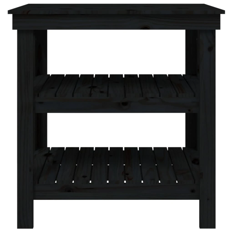 vidaXL darbagalds, melns, 78,5x50x80 cm, priedes masīvkoks