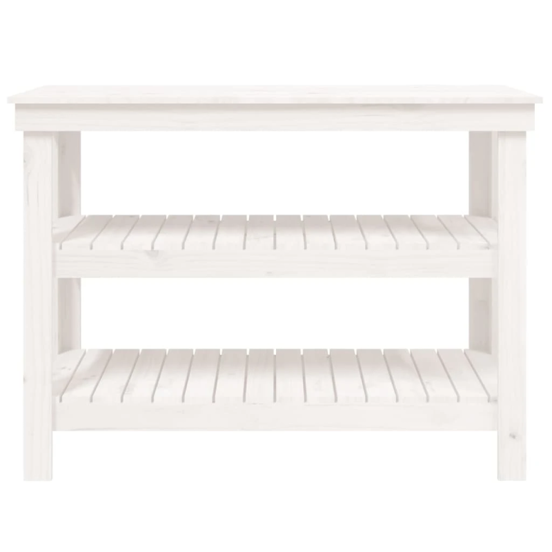 vidaXL darbagalds, balts, 110,5x50x80 cm, priedes masīvkoks