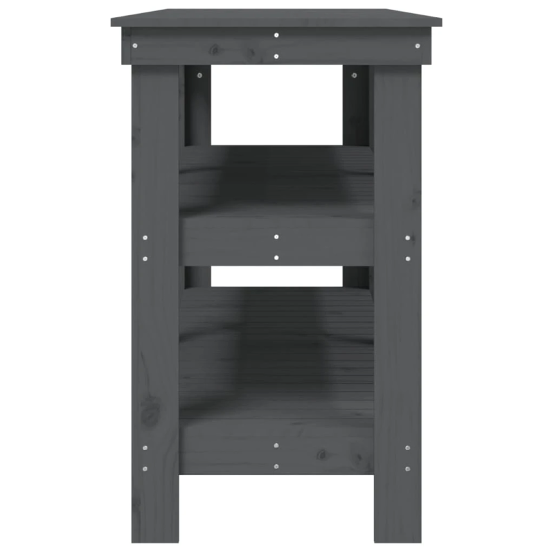 vidaXL darbagalds, pelēks, 142,5x50x80 cm, priedes masīvkoks