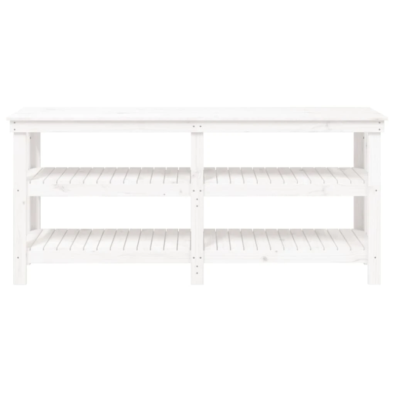 vidaXL darbagalds, balts, 181x50x80 cm, priedes masīvkoks