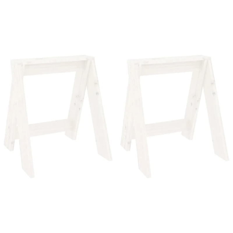 vidaXL taburetes, 2 gab., 40x40x45 cm, priedes masīvkoks, baltas