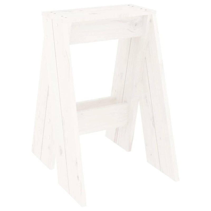 vidaXL taburetes, 2 gab., baltas, 40x40x60 cm, priedes masīvkoks