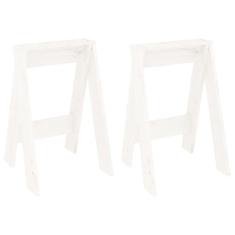 vidaXL taburetes, 2 gab., baltas, 40x40x60 cm, priedes masīvkoks