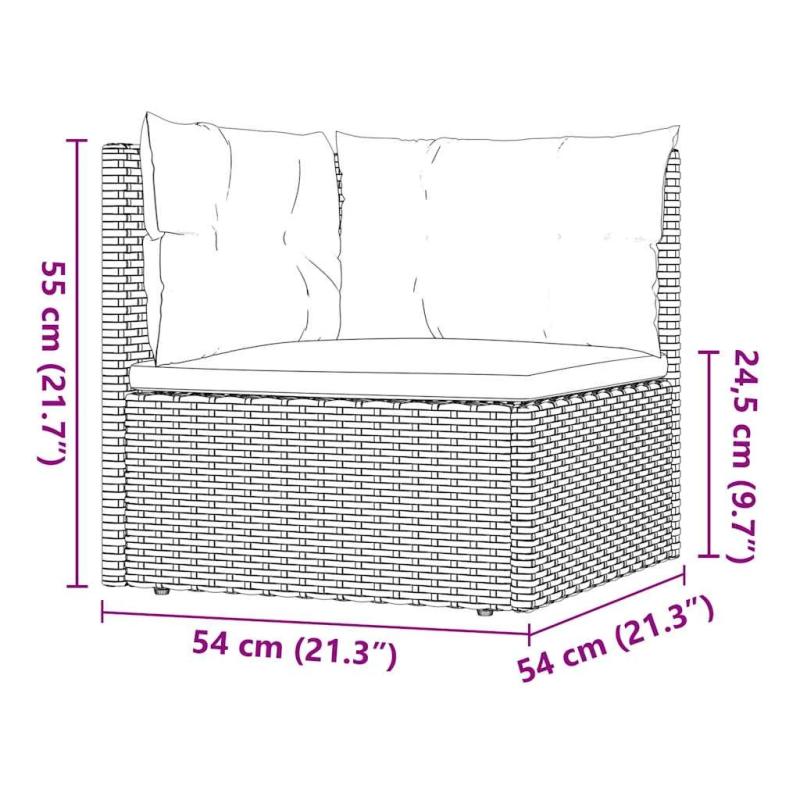 vidaXL 5-daļīgs dārza mēbeļu komplekts ar matračiem, PE pinums, melns