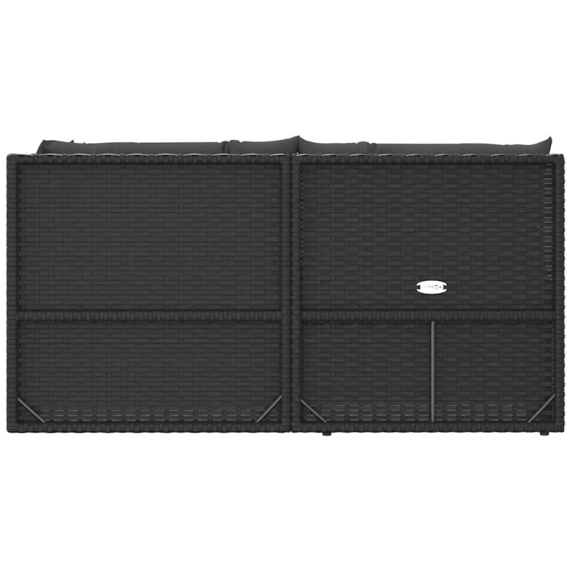 vidaXL 5-daļīgs dārza mēbeļu komplekts ar matračiem, PE pinums, melns