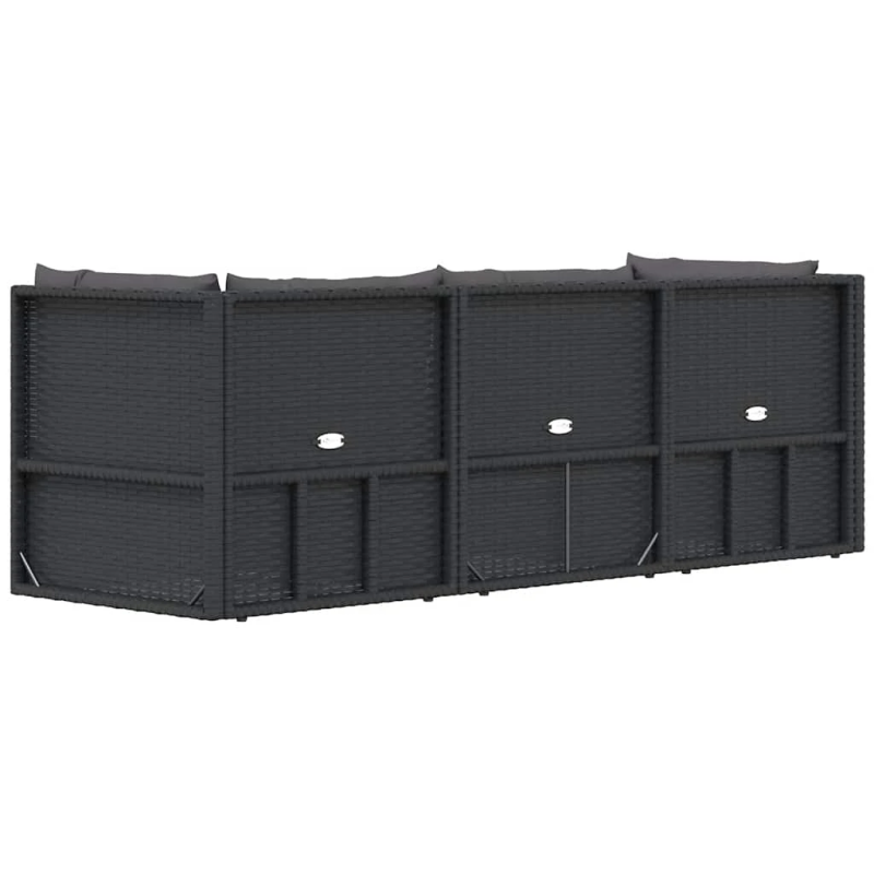 vidaXL 3-daļīgs dārza atpūtas mēbeļu komplekts, melna PE rotangpalma