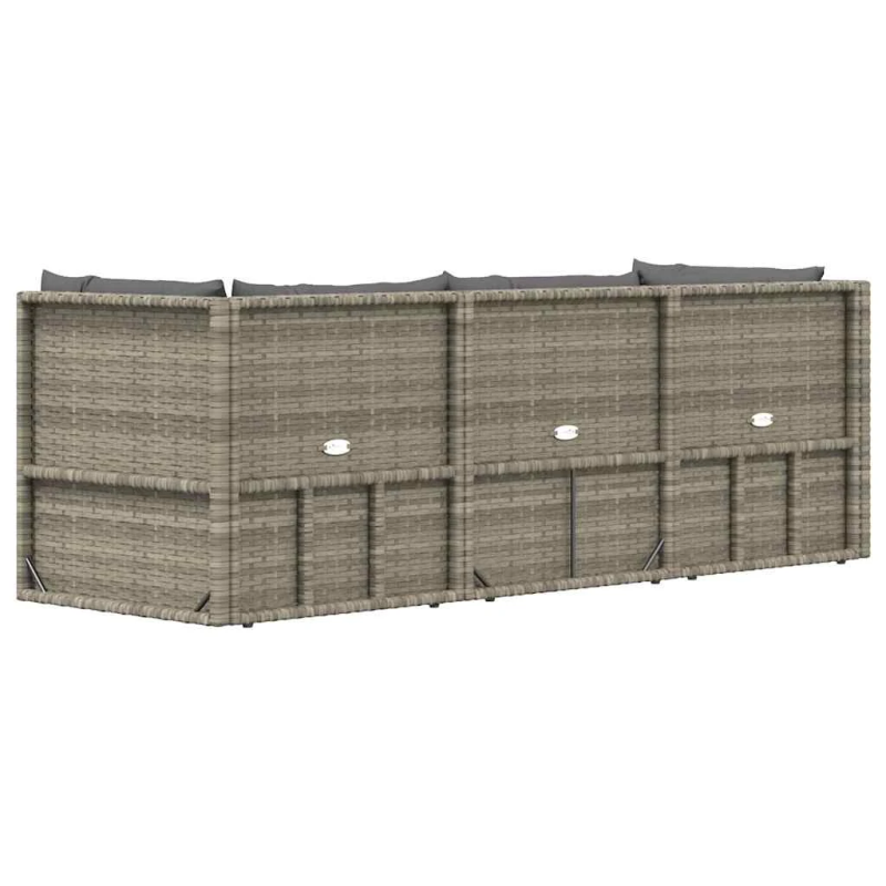 vidaXL 3-daļīgs dārza atpūtas mēbeļu komplekts, pelēka PE rotangpalma