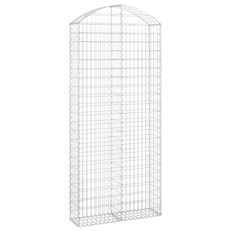 vidaXL arkveida gabiona grozs, 100x30x220-240 cm, cinkota dzelzs