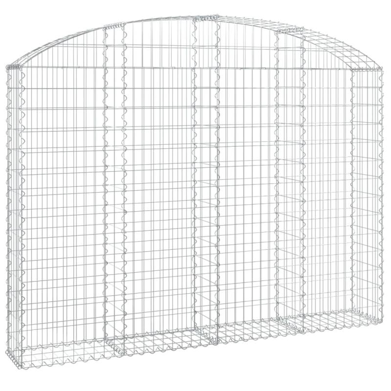 vidaXL arkveida gabiona grozs, 200x30x140-160 cm, cinkota dzelzs