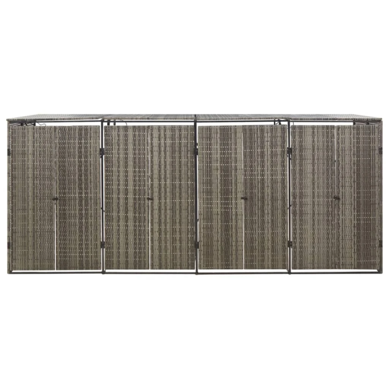 vidaXL četrdaļīga nojume atkritumu konteineram, pelēka, 274x80x117 cm