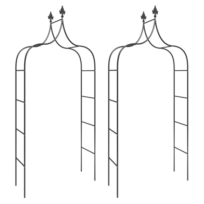 vidaXL dārza arkas, 2 gab., melnas, 120x38x260 cm, tērauds