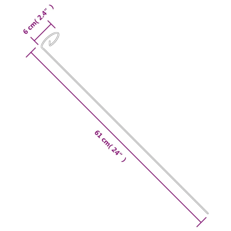 vidaXL dārza augu mietiņi, 20 gab., tumši zaļi, 61 cm, tērauds