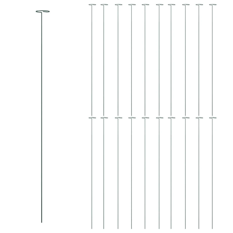 vidaXL dārza augu mietiņi, 20 gab., tumši zaļi, 91 cm, tērauds