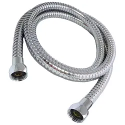Shower Hose W-2 175cm, Double Braided, Cylindrical End, Chrome