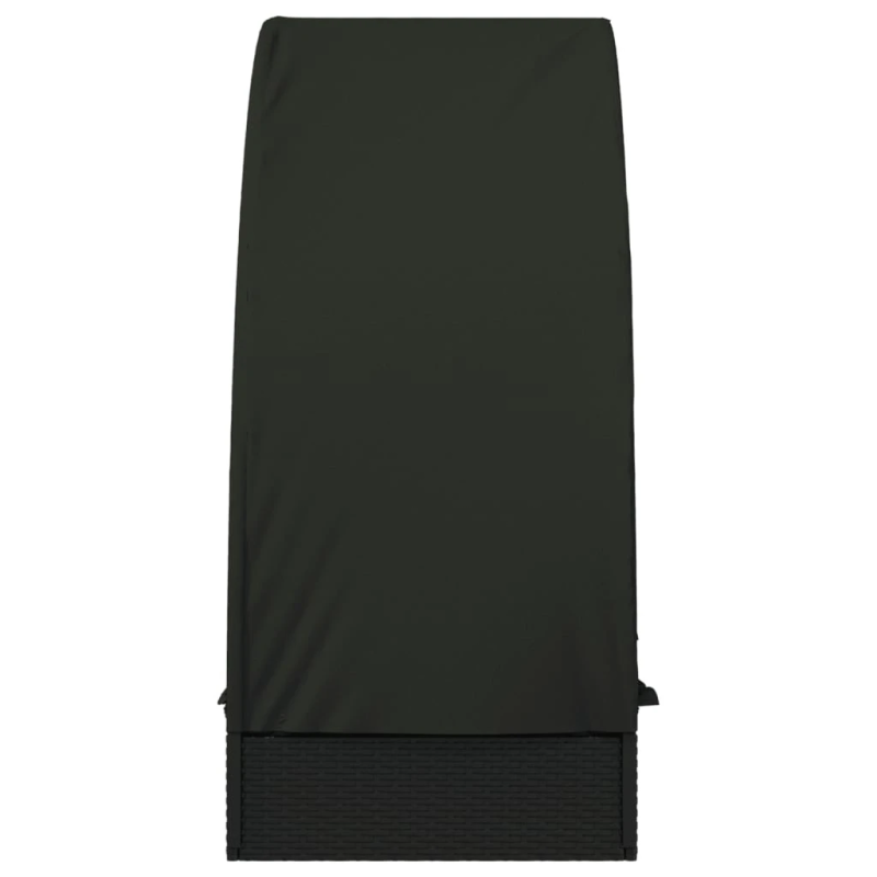 vidaXL sauļošanās gulta, apaļš jumts, 211x57x140 cm, melns PE pinums