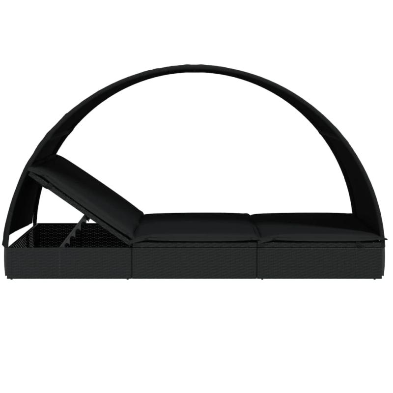 vidaXL sauļošanās gulta ar jumtu, 211x112x140 cm, PE rotangpalma