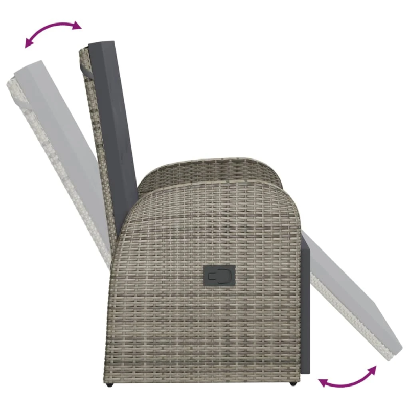 vidaXL dārza krēsli ar matračiem, 2 gab., pelēka PE rotangpalma