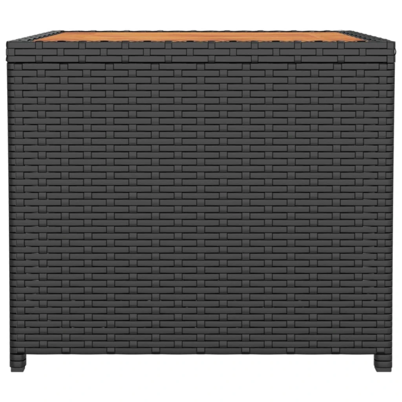 vidaXL dārza galdiņš, koka virsma, melna PE rotangpalma, akācijas koks