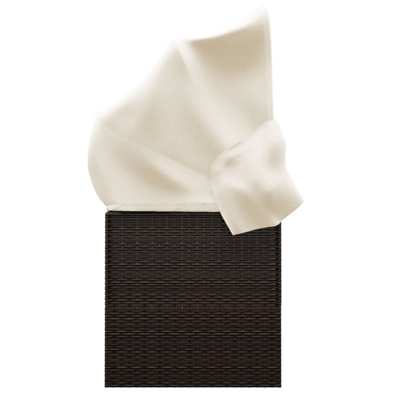 vidaXL dārza atpūtas gulta ar jumtu un matračiem, brūna PE rotangpalma