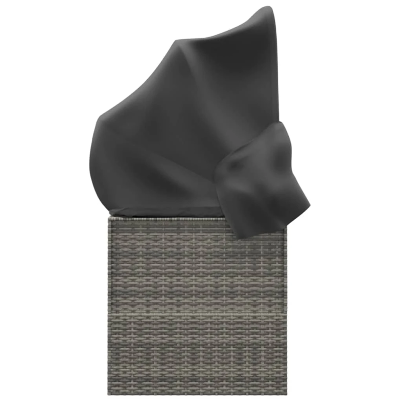 vidaXL dārza atpūtas gulta ar jumtu, matračiem, pelēka PE rotangpalma