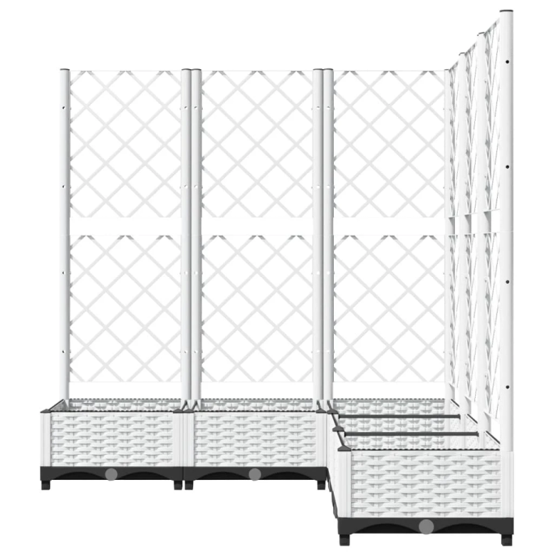 vidaXL dārza puķu kaste ar špaleru, balta, 120x120x121,5 cm, PP