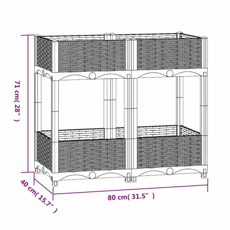 vidaXL puķu kaste, 80x40x71 cm, polipropilēns