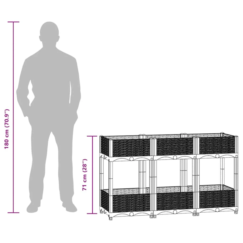 vidaXL puķu kaste, 120x40x71 cm, polipropilēns