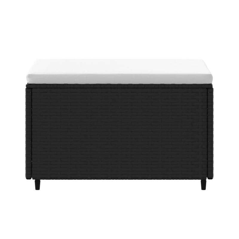 vidaXL dārza kāju soliņš ar spilveniem, PE rotangpalma, melns