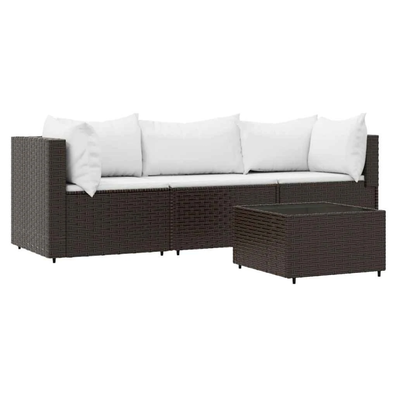 vidaXL 4-daļīgs dārza atpūtas mēbeļu komplekts, brūna PE rotangpalma