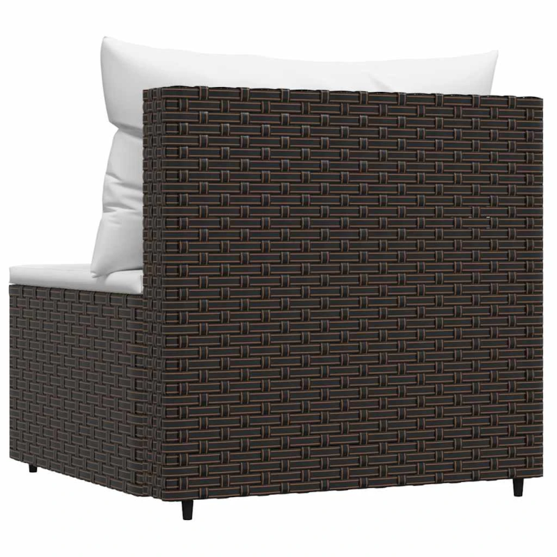 vidaXL vidējais dārza dīvāns ar spilveniem, brūna PE rotangpalma