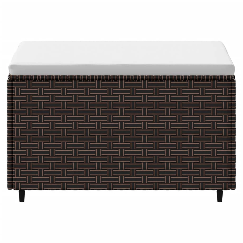 vidaXL dārza kāju soliņš ar spilveniem, brūna PE rotangpalma