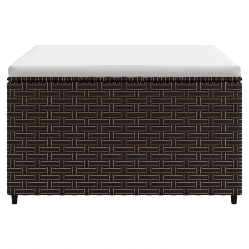 vidaXL dārza kāju soliņš ar spilveniem, brūna PE rotangpalma